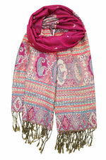 achillea bohemian ethnic pashmina scarf fuchsia