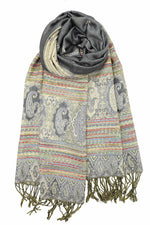 achillea bohemian ethnic pashmina scarf grey