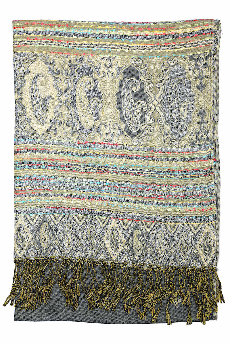 Achillea Gray Bohemian Pashmina Shawl