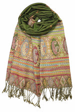 achillea bohemian ethnic pashmina scarf green
