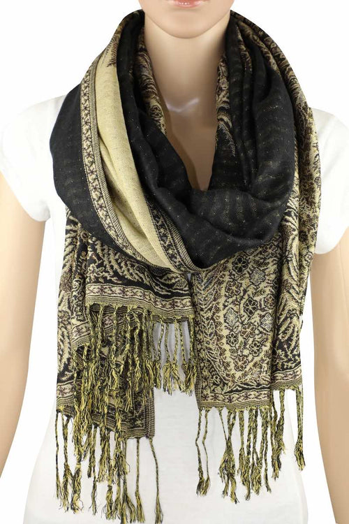 Achillea Black Big Paisley Pashmina