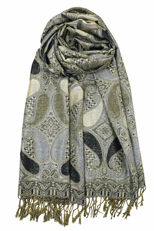 achillea metallic pashmina shawl black