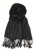 achillea solid pashmina scarf black