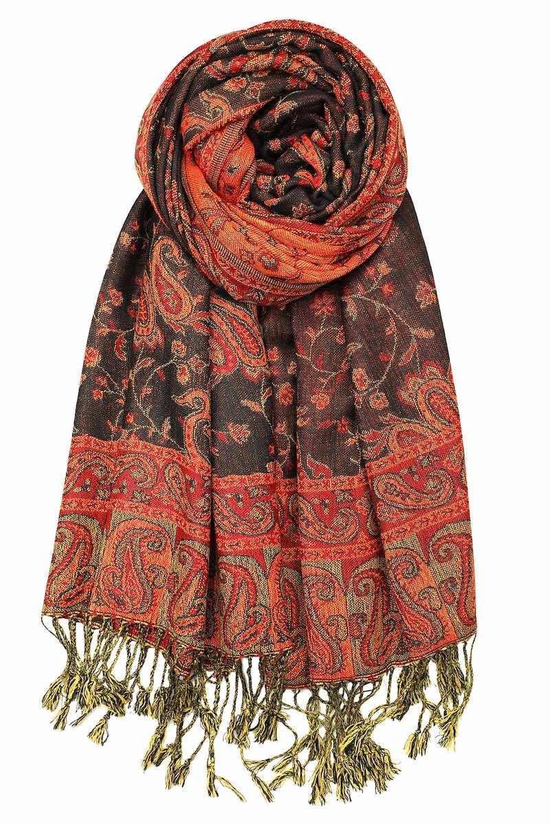 achillea reversible pashmina shawl black red