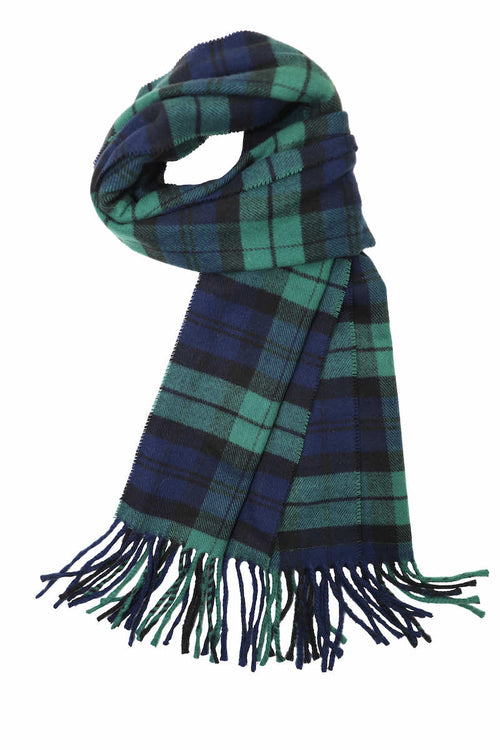 Achillea Scottish Tartan Plaid Cashmere Feel Scarf Black Watch