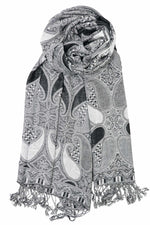 Achillea Black White Multi Color Paisley Pashmina