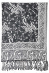 Achillea Black White Reversible Paisley Pashmina