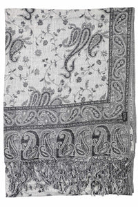 Achillea Black White Reversible Paisley Pashmina