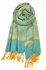 Achillea Blue Yellow Jacquard Pashmina Scarf