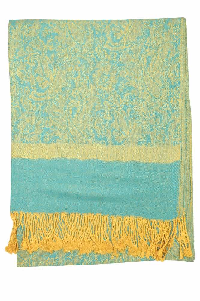 Achillea Blue Yellow Jacquard Pashmina Scarf