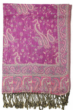 Achillea Bright Purple Reversible Paisley Pashmina