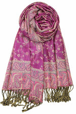 achillea reversible pashmina shawl bright purple
