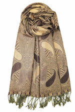 achillea multi color paisley pashmina scarf brown bronze
