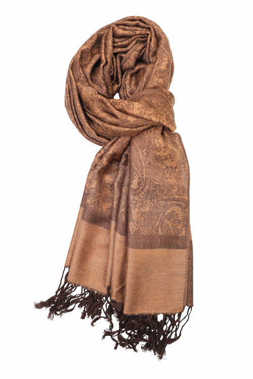 Achillea Brown Jacquard Pashmina Scarf