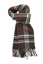 Achillea Scottish Tartan Plaid Cashmere Feel Scarf Brown Plaid