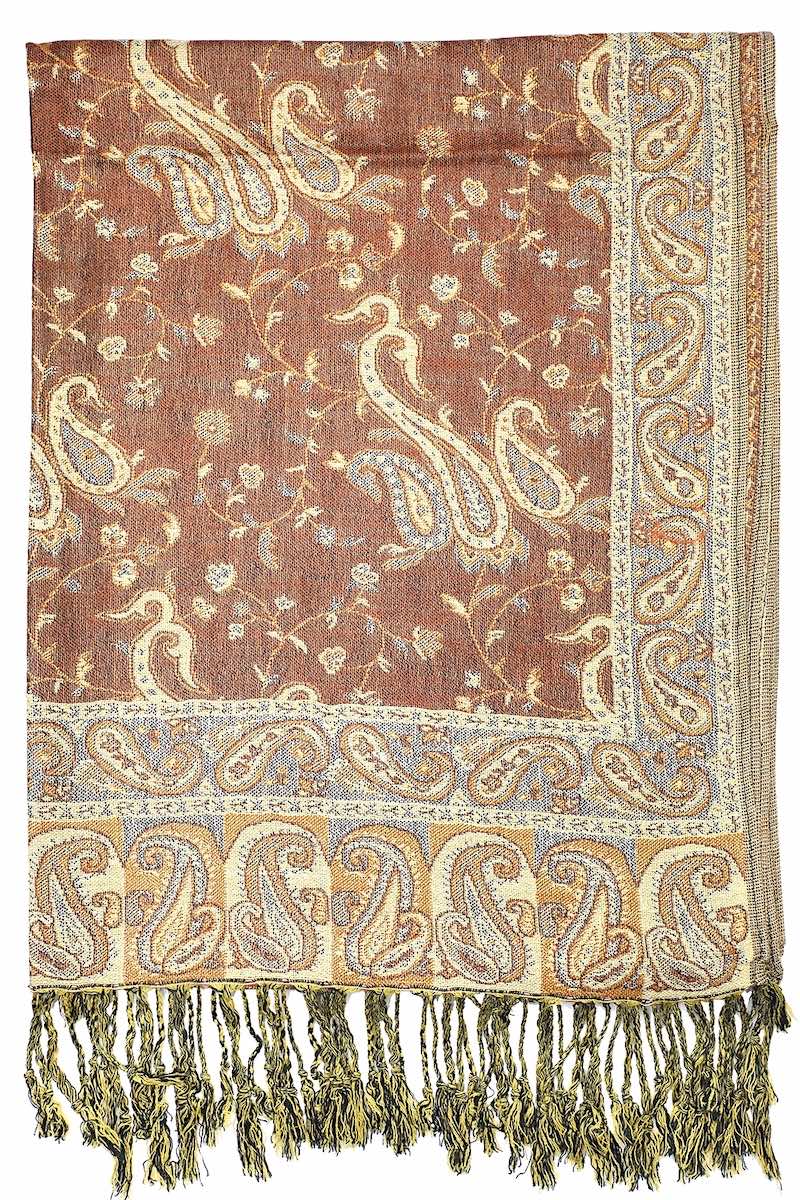 Achillea Brown Reversible Paisley Pashmina