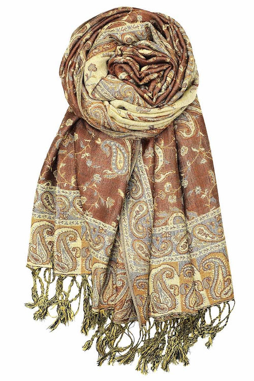 Achillea Brown Reversible Paisley Pashmina