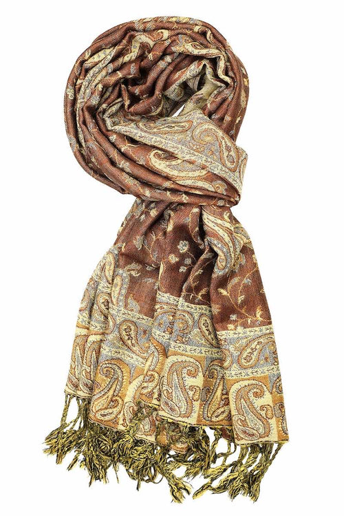 Achillea Brown Reversible Paisley Pashmina