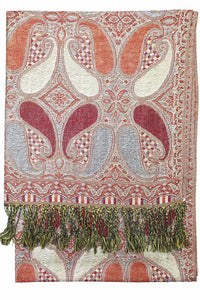 Achillea Burgundy Metallic Paisley Pashmina