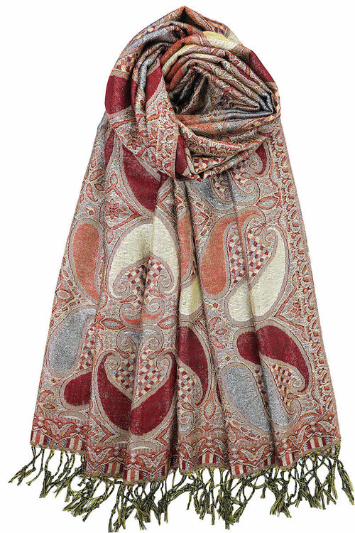 achillea metallic pashmina shawl burgundy