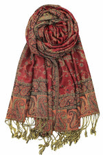 achillea reversible pashmina shawl burgundy 