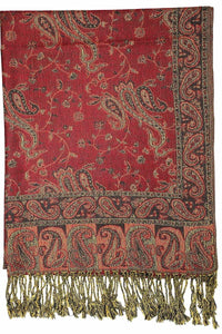 Achillea Burgundy Reversible Paisley Pashmina