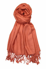 achillea large soft silky pashmina shawl burnt orange