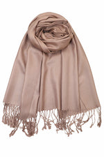 achillea large soft silky pashmina shawl camel brown