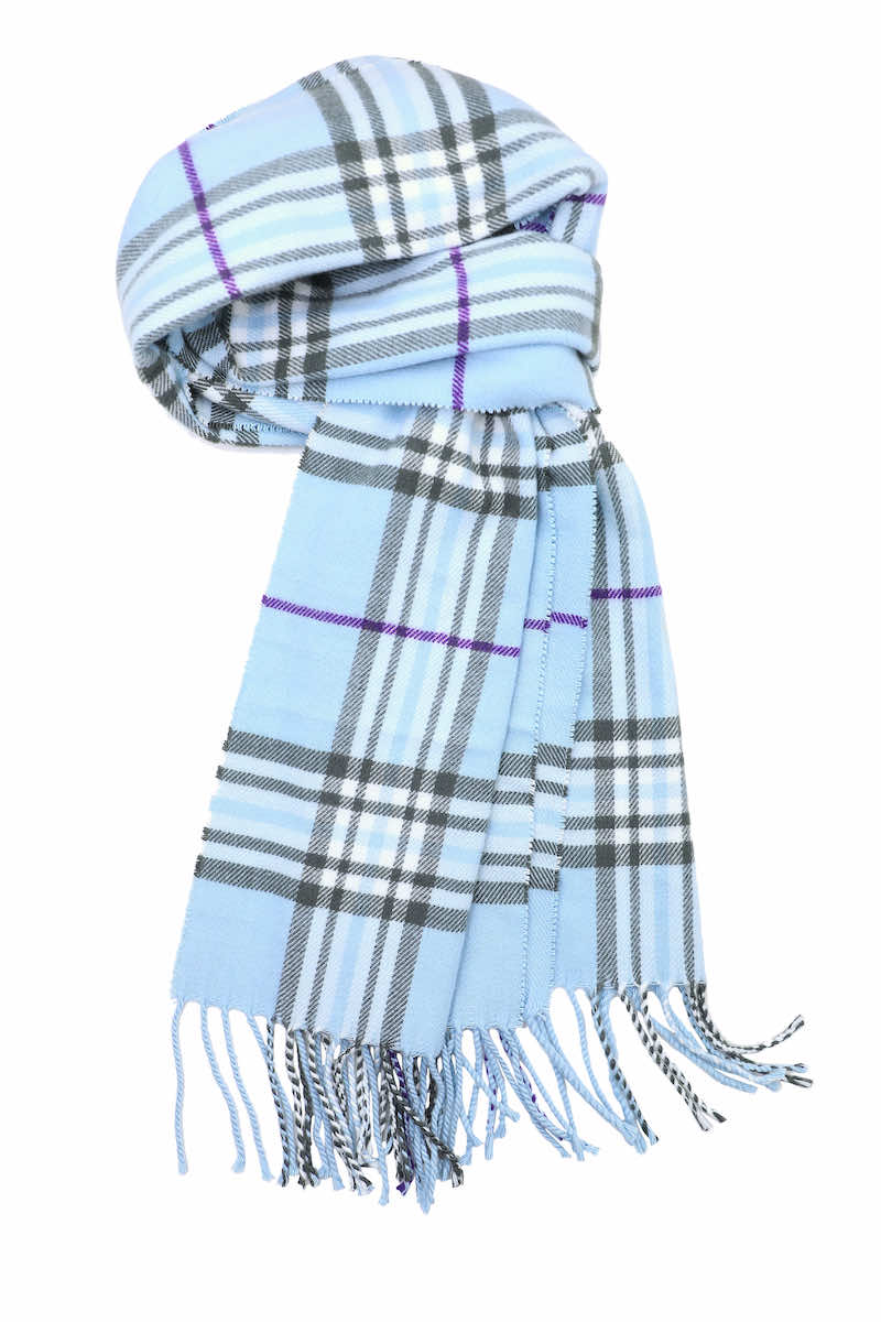 Achillea Scottish Tartan Plaid Cashmere Feel Scarf Baby Blue Plaid