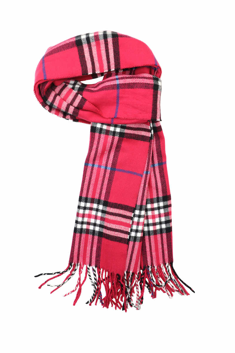 Achillea Scottish Tartan Plaid Cashmere Feel Scarf Berry Plaid