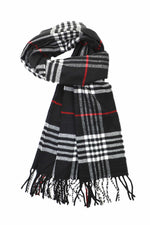 Achillea Scottish Tartan Plaid Cashmere Feel Scarf Black Plaid