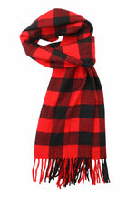 Achillea Scottish Tartan Plaid Cashmere Feel Scarf Black Red Buffalo