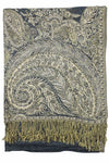 Achillea Charcoal Grey Big Paisley Pashmina