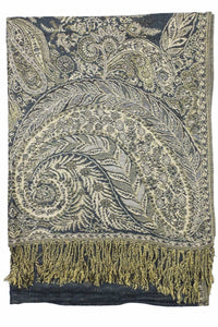 Achillea Charcoal Grey Big Paisley Pashmina