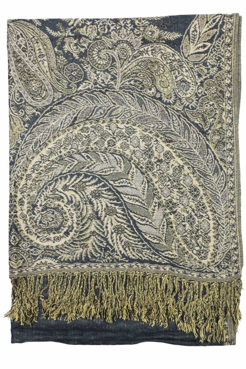 Achillea Charcoal Grey Big Paisley Pashmina