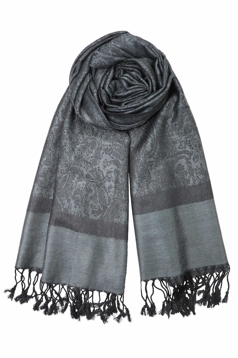 achillea jacquard pashmina charcoal grey