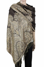 achillea big paisley pashmina shawl dark brown