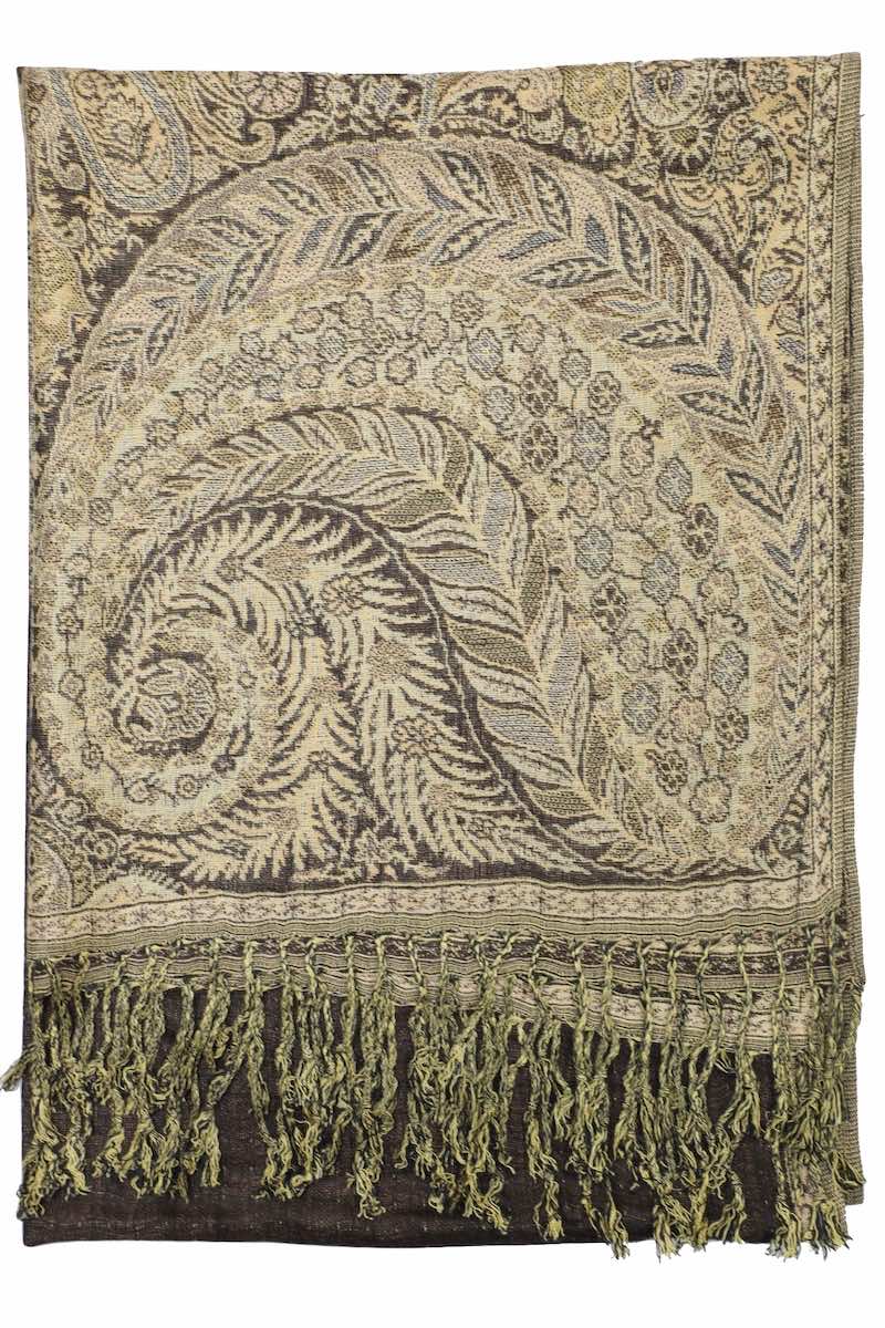 Achillea Dark Brown Big Paisley Pashmina