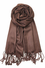 achillea solid pashmina scarf dark brown