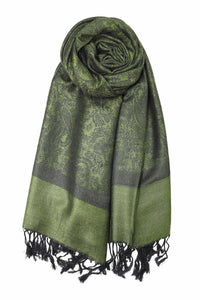 Achillea Dark Green Jacquard Pashmina Scarf