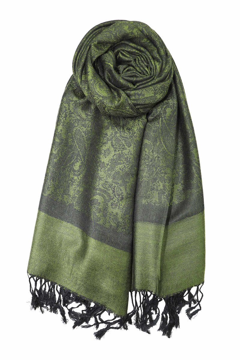 Achillea Dark Green Jacquard Pashmina Scarf