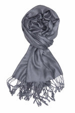 achillea large soft silky pashmina shawl dark grey