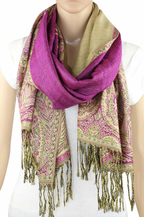 Achillea Dark Magenta Big Paisley Pashmina