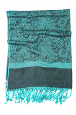 Achillea Dark Sea Green Jacquard Pashmina Scarf