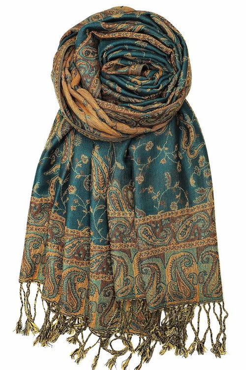 achillea reversible pashmina shawl dark seagreen