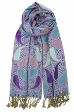 achillea multi color paisley pashmina scarf deep purple