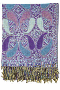 Achillea Deep Purple Multi Color Paisley Pashmina