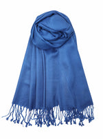 achillea large soft silky pashmina shawl denim blue
