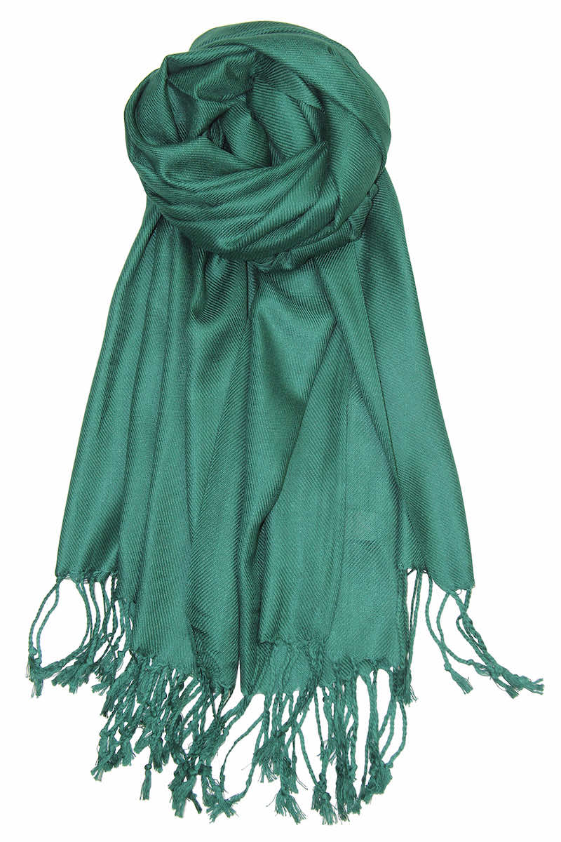 achillea large soft silky pashmina shawl emerald green