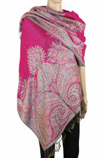 achillea big paisley pashmina shawl fuchsia
